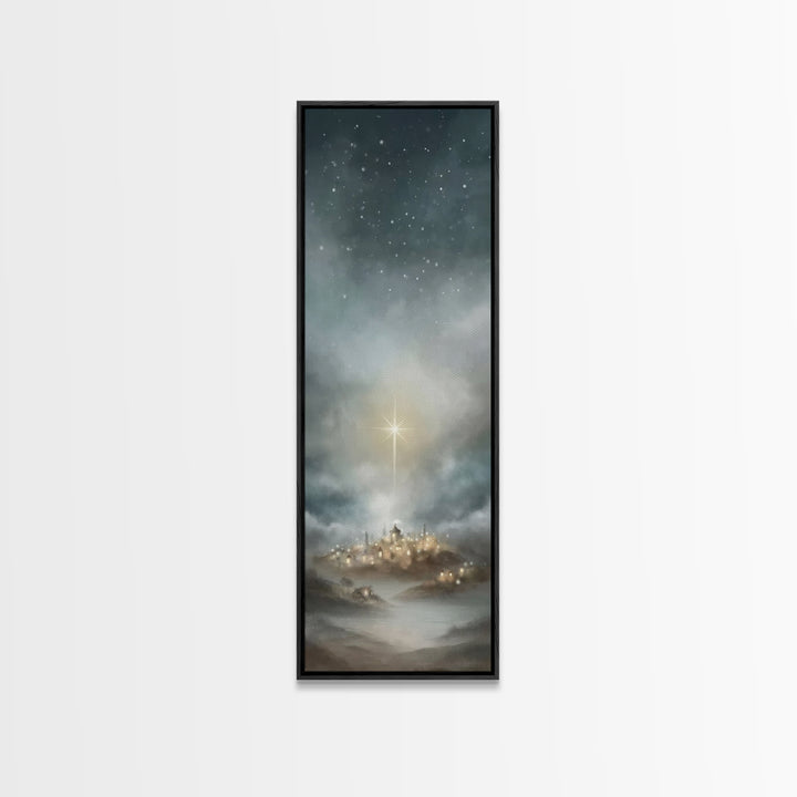 Bethlehem Light – Framed Canvas Print – Narrow Art – Christian Wall Art – Christmas Canvas Wall Art – Christian Art – Christian Christmas D