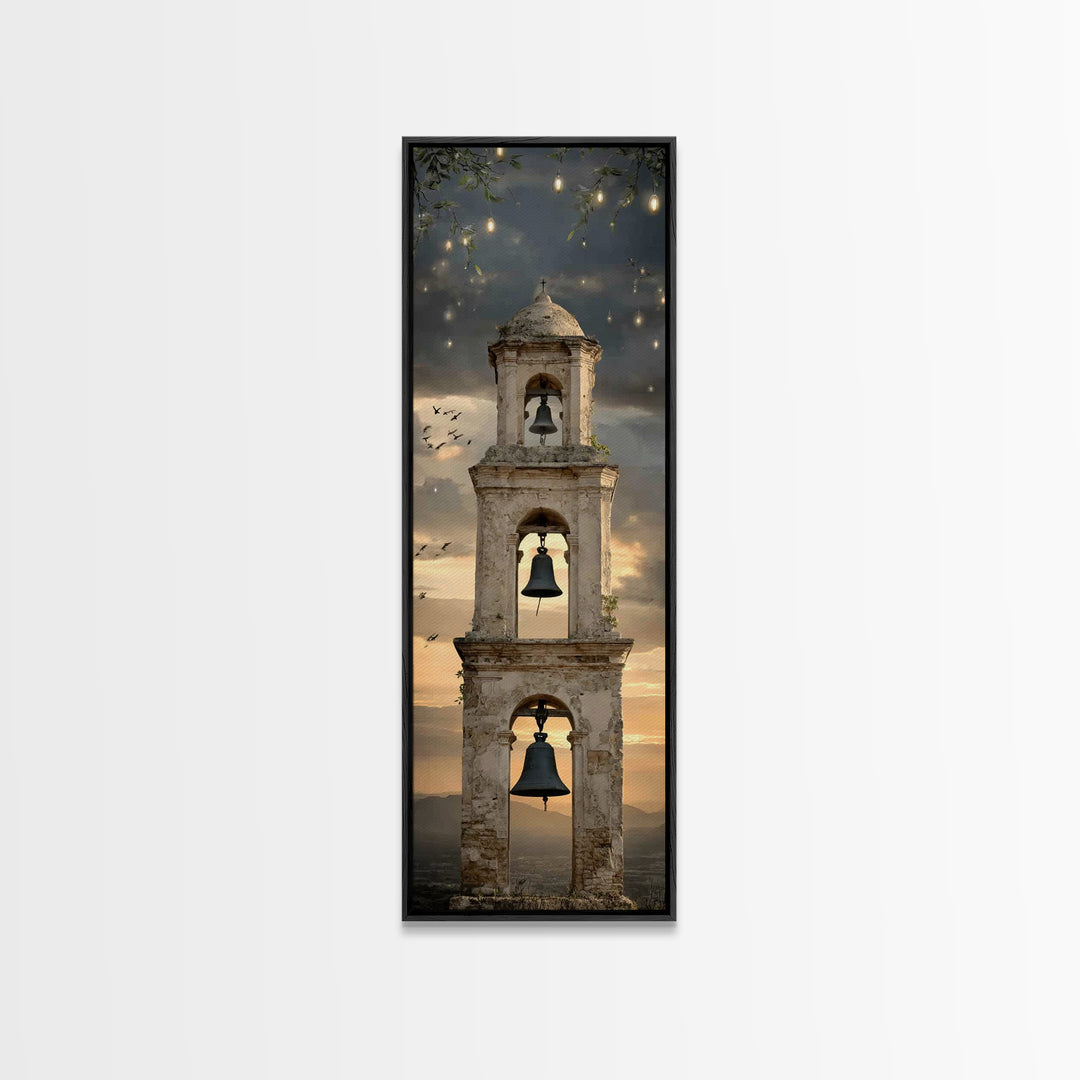 Chapel Sunrise – Framed Canvas Print – Tall Skinny Art Print – Christian Art – Christian Christmas Decor – Christian Wall Art – Christmas A