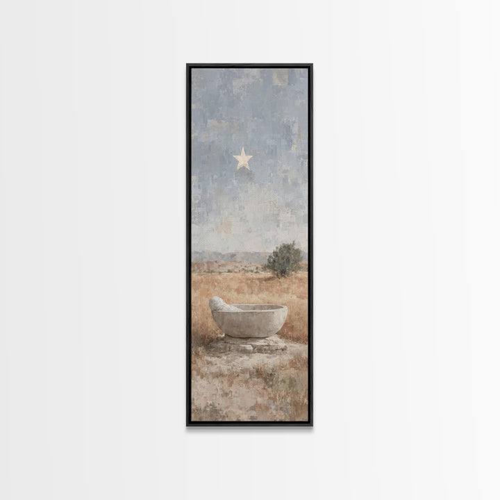 Guiding Star Basin | Framed Canvas Print | Tall Skinny Art Print | Christian Wall Art | Christian Art | Christmas Art | Jesus Painting | Ch