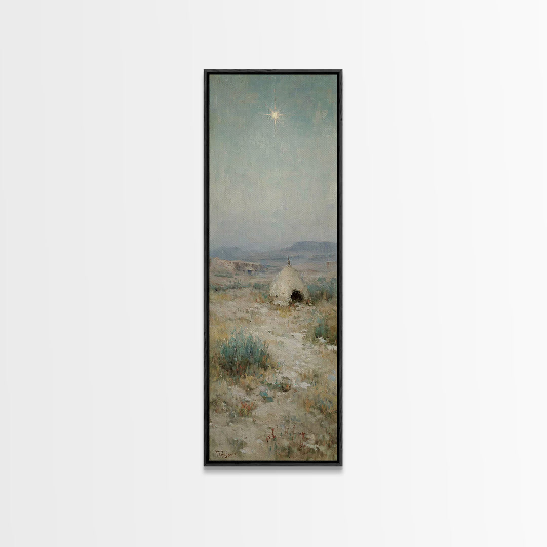 Bethlehem Dawn Glow, Framed Canvas Print, Skinny Art, Christian Art Canvas, Christian Christmas Art, Christian Painting, Christian Wall Art