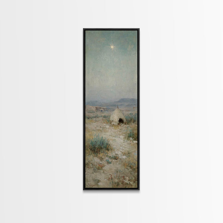 Bethlehem Dawn Glow, Framed Canvas Print, Skinny Art, Christian Art Canvas, Christian Christmas Art, Christian Painting, Christian Wall Art