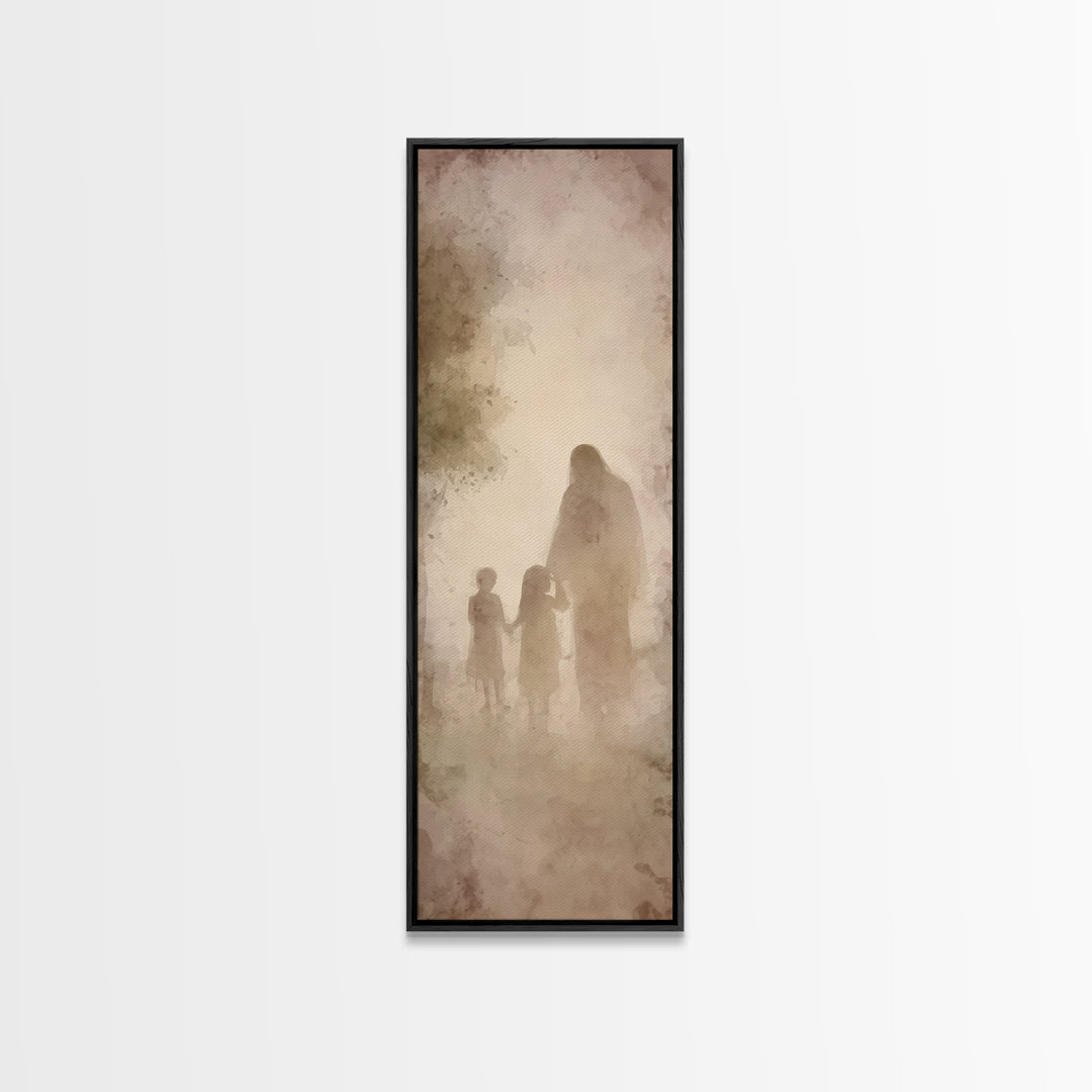 Heavenly Walk Home – Framed Canvas Print – Tall Narrow Wall Art – Christian Art – Jesus Art Print – Christian Painting – Christian Wall Art