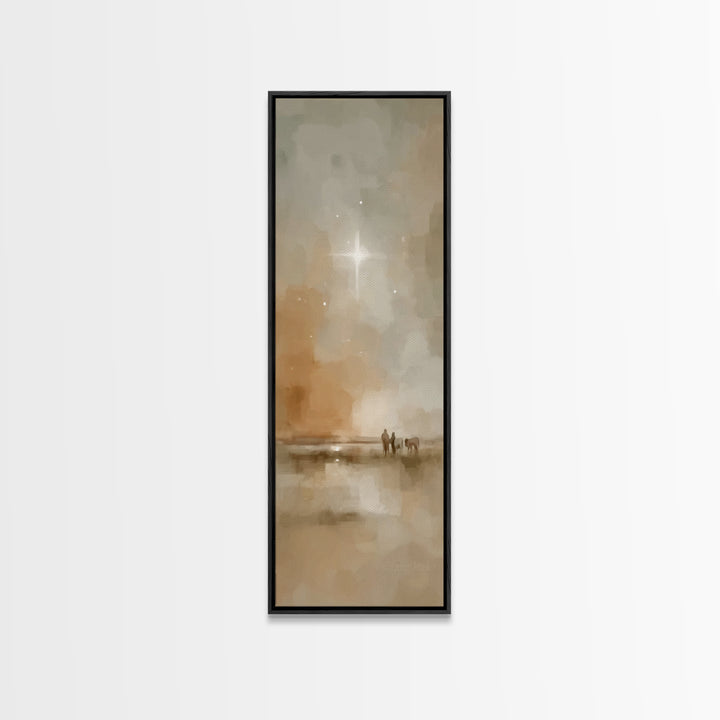 Silent Hills Star – Framed Canvas Print – Tall Narrow Wall Art – Christian Christmas Art – Jesus Art Print – Christian Decor