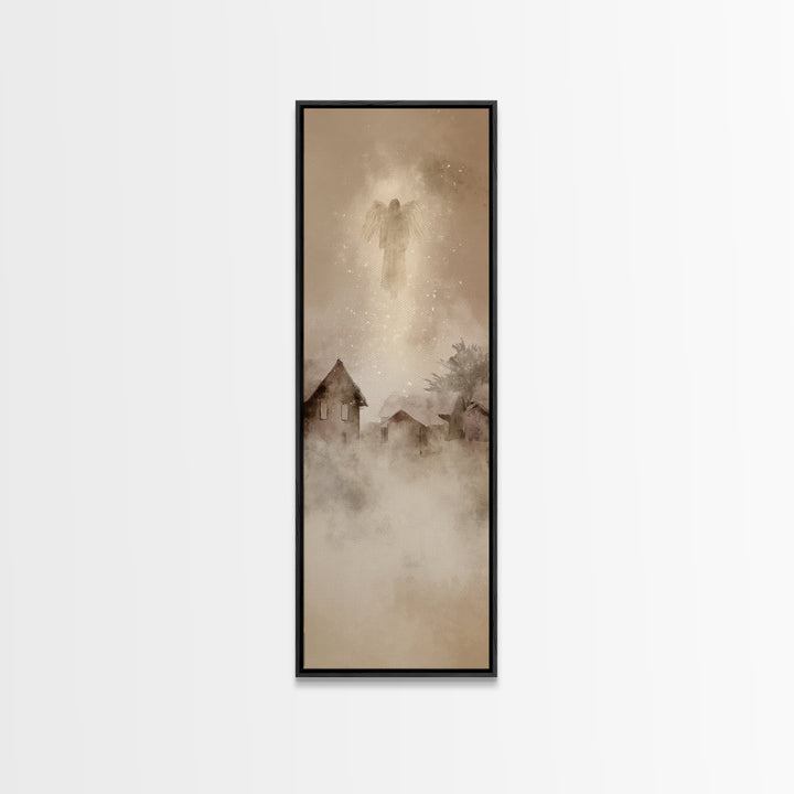 Holy Watcher – Framed Canvas Print – Christian Christmas Art – Christmas Wall Art – Narrow Art – Christian Art Canvas – Moody Christmas Art