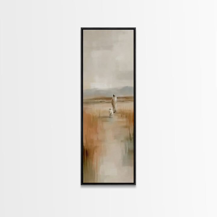 Quiet Shepherd Road | Framed Canvas Print | Tall Skinny Art Print | Christian Art | Jesus Canvas Art | Christian Paintings | Christian Deco