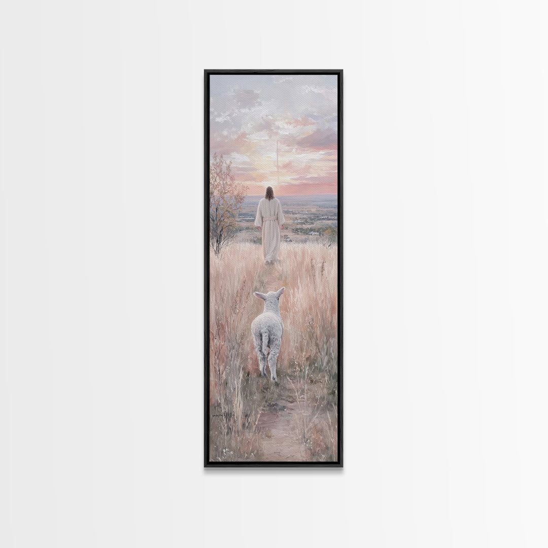 Pasture Of Mercy, Framed Canvas Print, Tall Skinny Art Print, Jesus Canvas Art, Christian Wall Art, Vintage Christian Art, Christian Gift