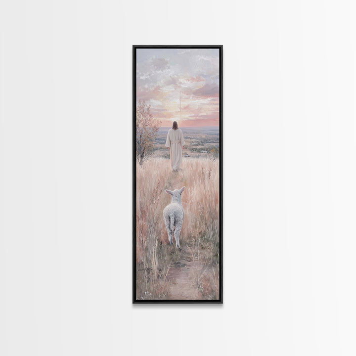 Pasture Of Mercy, Framed Canvas Print, Tall Skinny Art Print, Jesus Canvas Art, Christian Wall Art, Vintage Christian Art, Christian Gift