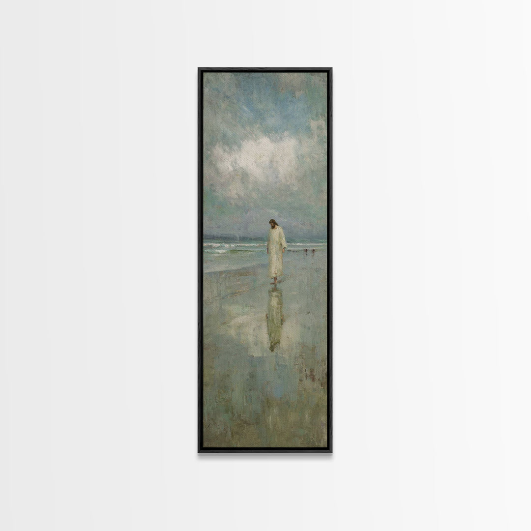 Walk of Peace – Framed Canvas Print – Jesus Painting – Christian Art – Tall Skinny Art Print – Christian Wall Art – Christmas Art