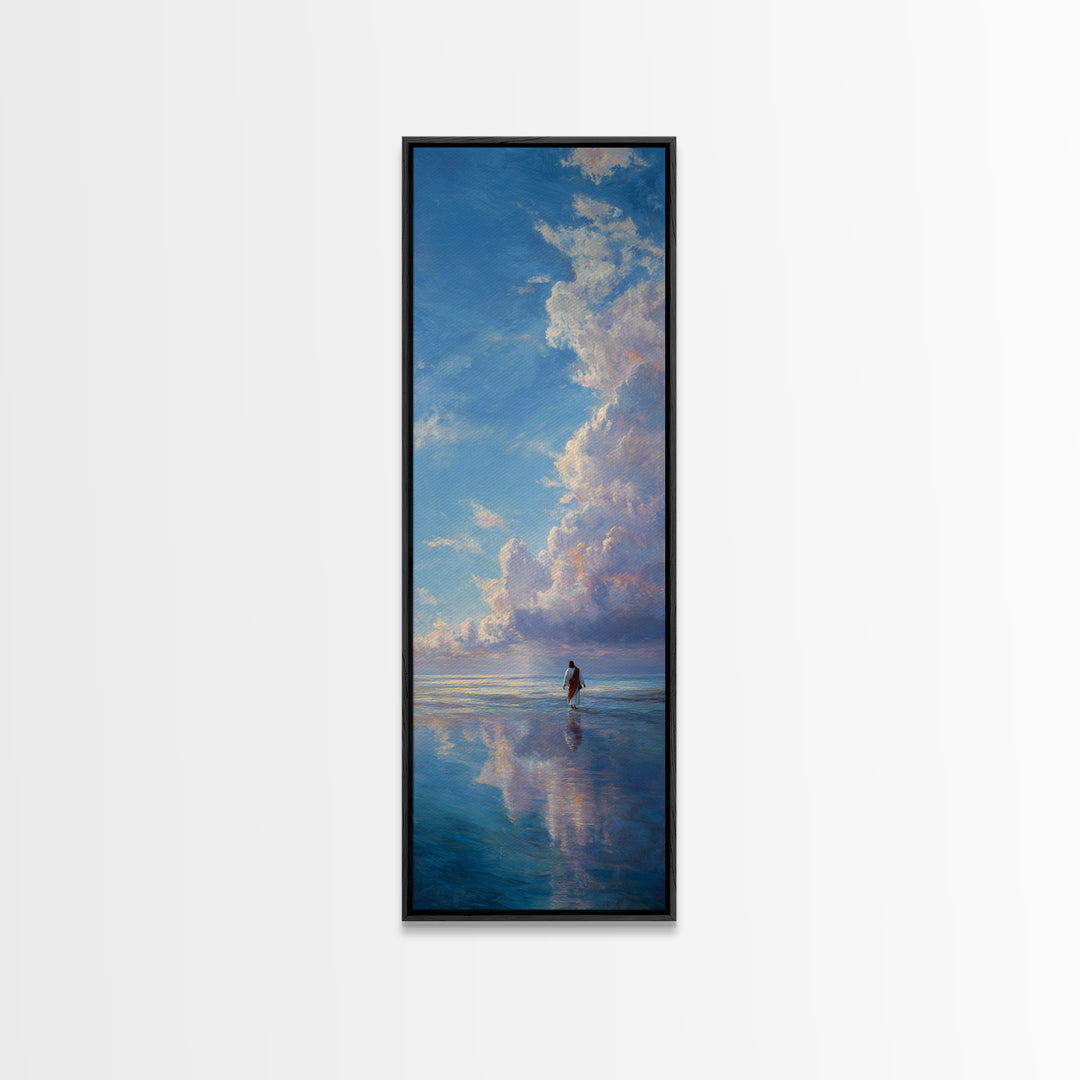 Heavenlit Journey – Framed Canvas Print – Christian Wall Art – Christian Art Canvas – Tall Narrow Wall Art – Jesus Painting – Christmas Art