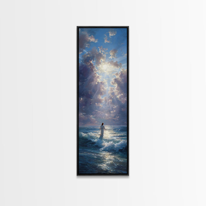 Radiant Ascension Sky – Framed Canvas Print – Christian Art Canvas – Christian Wall Art – Narrow Art – Jesus Painting – Christmas Art