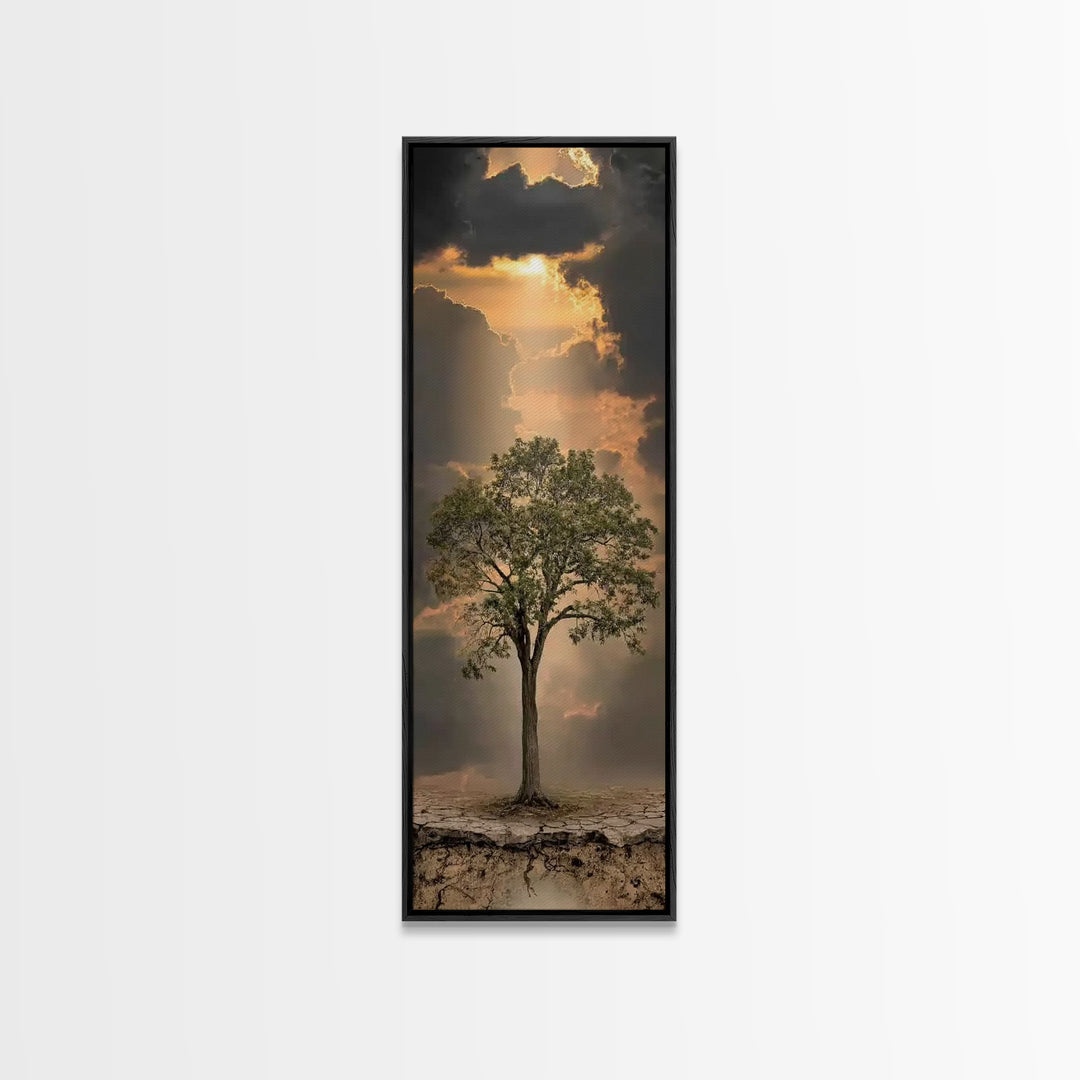 Rooted In Promise – Framed Canvas Print – Christian Art – Narrow Art – Christian Art Canvas – Christian Decorations – Christmas Art