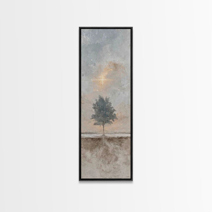 Cross Of Promise – Framed Canvas Print – Christian Art Canvas – Tall Narrow Wall Art – Christian Wall Art – Christian Christmas Art – Minim