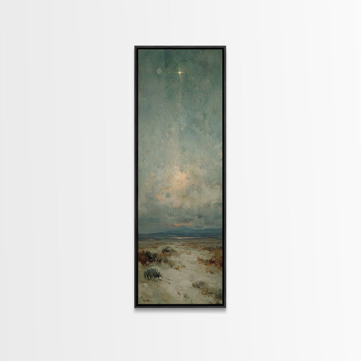 Starry Night Path – Framed Canvas Print – Narrow Art – Christian Wall Art – Christmas Art – Christian Art Canvas – Christian Christmas Deco