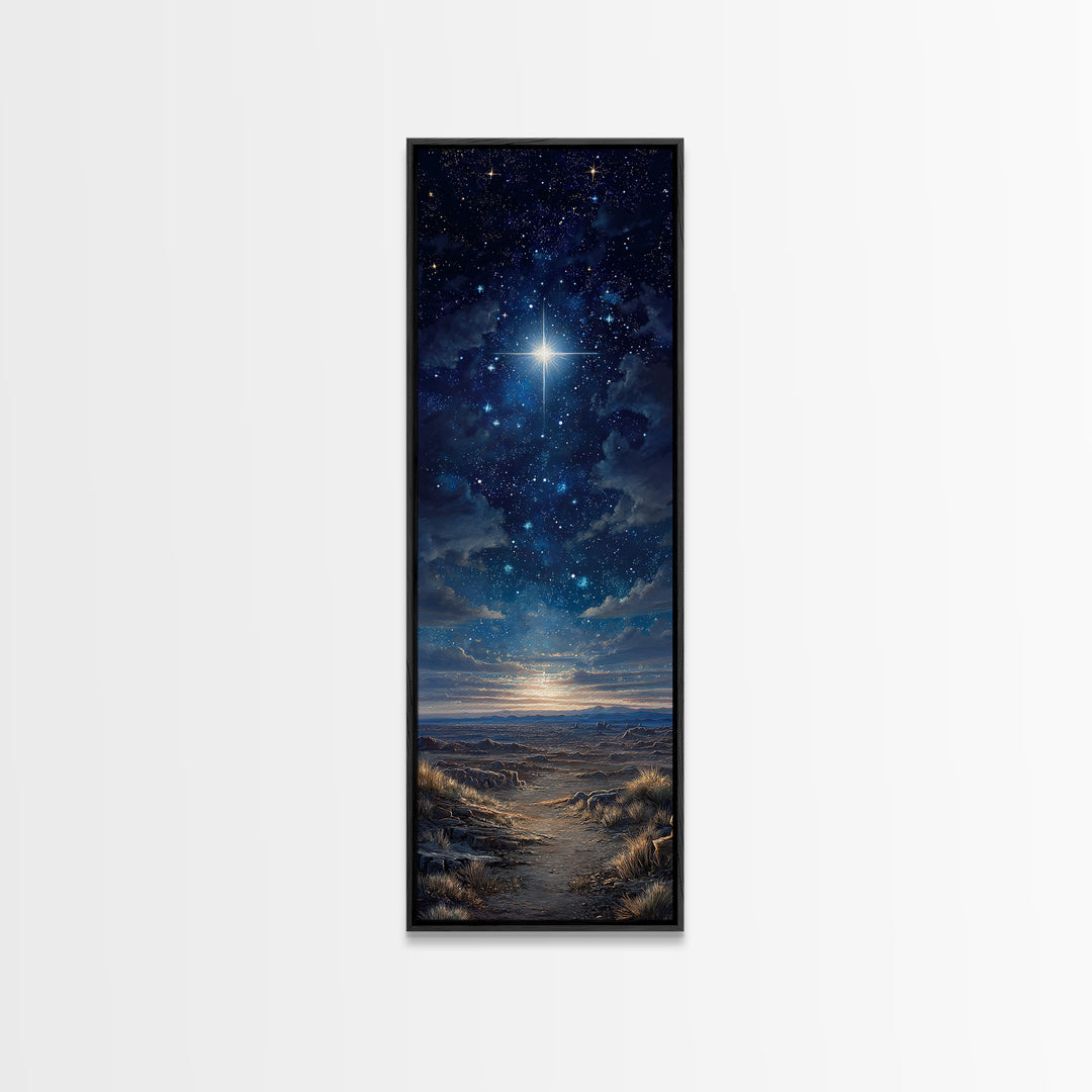 Bethlehem Night Sky – Framed Canvas Print – Tall Skinny Art Print – Christmas Art – Christian Wall Art – Christian Art Canvas – Christian C