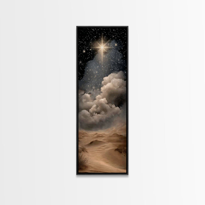 Desert Star Wonder – Framed Canvas Print – Christian Art – Narrow Art – Christian Christmas Art – Christmas Wall Art – Christian Art Canvas
