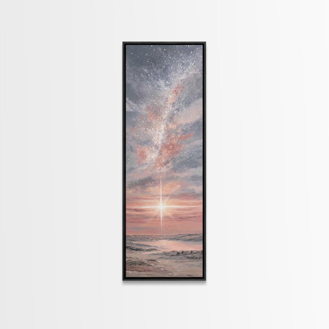 Celestial Dawn Hope – Framed Canvas Print – Skinny Art – Christian Art Canvas – Christian Wall Art – Christmas Art – Modern Christian Art