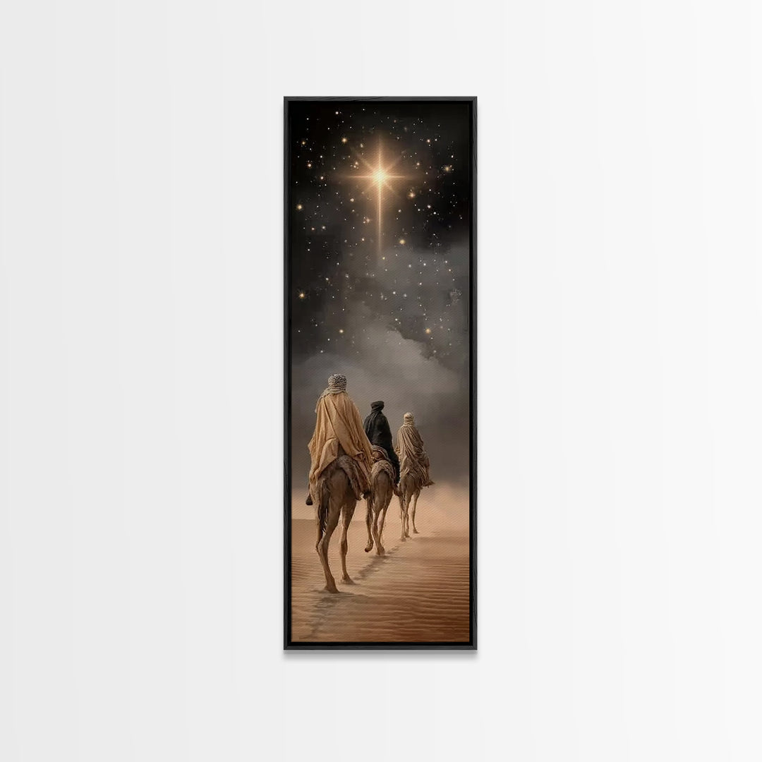 Wandering Kings Light, Framed Canvas Print, Christian Art Canvas, Christmas Art, Tall Skinny Art Print, Christian Decorations, Modern Chris