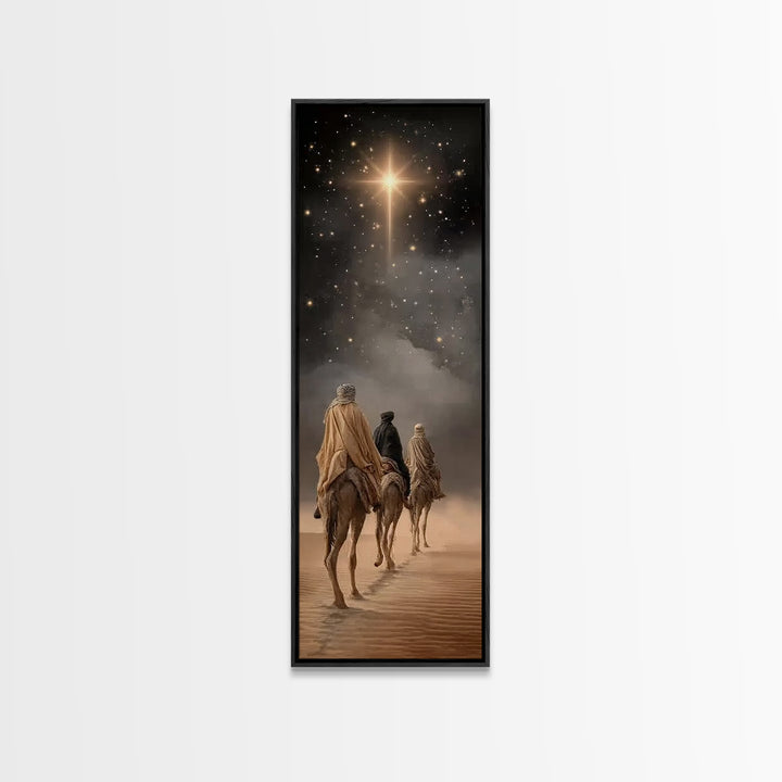 Wandering Kings Light, Framed Canvas Print, Christian Art Canvas, Christmas Art, Tall Skinny Art Print, Christian Decorations, Modern Chris