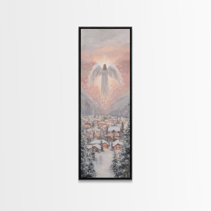 Heavenly Watch | Framed Canvas Print | Christian Wall Art | Christmas Art | Christian Art Canvas | Tall Narrow Wall Art