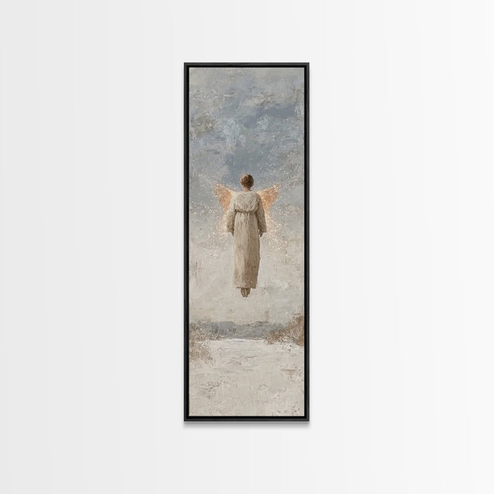 Angel Of Light | Framed Canvas Print | Christian Art Canvas | Minimalist Christian Art | Christmas Wall Art | Skinny Art