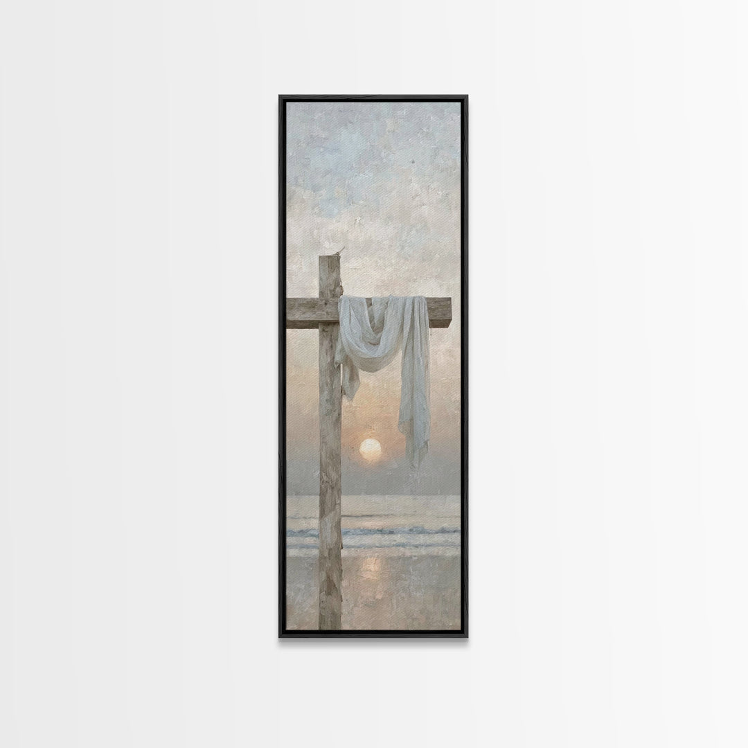 Quiet Cross Serenity – Framed Canvas Print – Tall Skinny Art Print – Christian Art Canvas – Christian Wall Art – Christmas Art – Christian