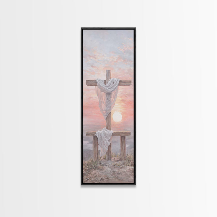 Mercy At Sunrise | Framed Canvas Print | Tall Narrow Wall Art | Christian Wall Art | Christian Painting | Christian Christmas Art | Christi
