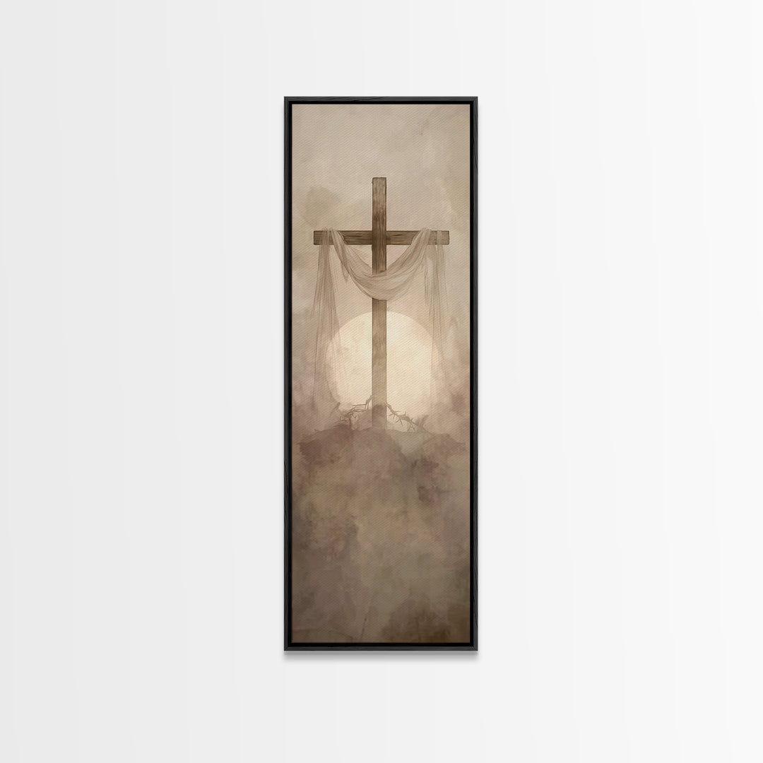 Calm Of Restoration, Framed Canvas Print, Skinny Art, Christian Art Canvas, Jesus Painting, Christian Gift, Christmas Wall Art