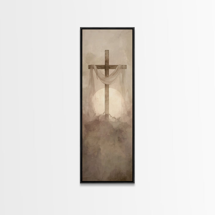 Calm Of Restoration, Framed Canvas Print, Skinny Art, Christian Art Canvas, Jesus Painting, Christian Gift, Christmas Wall Art