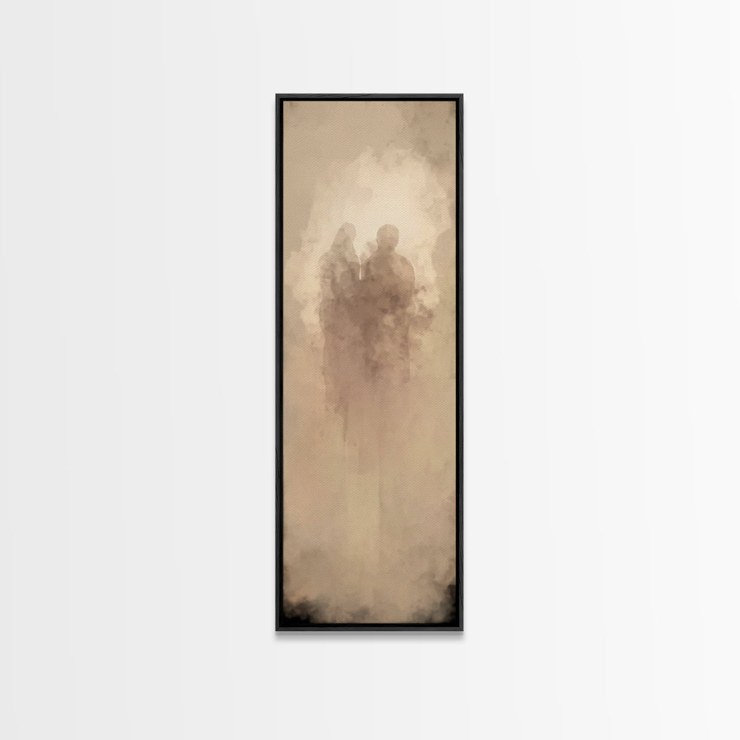 Sacred Reunion | Framed Canvas Print | Narrow Art | Christian Wall Art | Christian Art Print | Subtle Christian Paintings | Christian Decor
