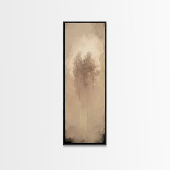 Sacred Reunion | Framed Canvas Print | Narrow Art | Christian Wall Art | Christian Art Print | Subtle Christian Paintings | Christian Decor