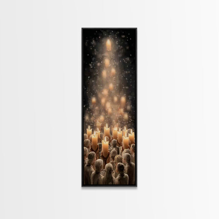 Silent Vigil | Framed Canvas Print | Christmas Art | Christian Art Canvas | Vintage Christmas Art | Tall Skinny Art Print