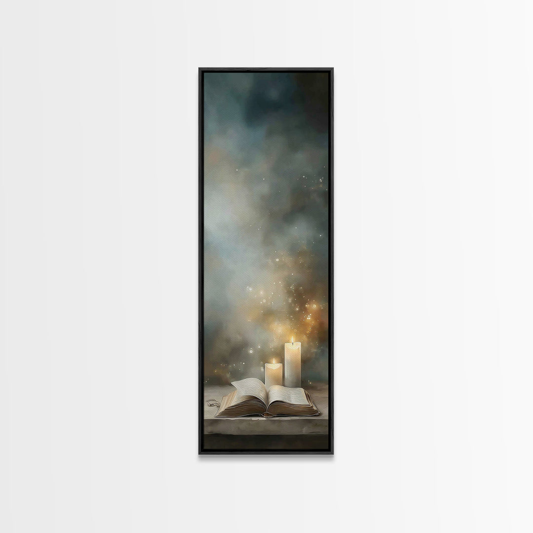 Candlelit Devotion – Framed Canvas Print – Narrow Art – Christian Art Canvas – Christian Wall Art – Christian Art Print – Christian Gift Id
