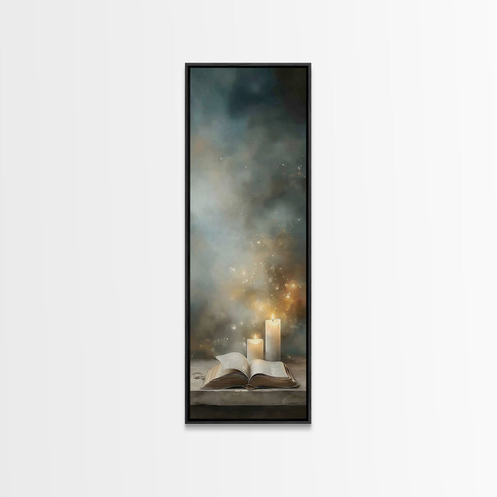 Candlelit Devotion – Framed Canvas Print – Narrow Art – Christian Art Canvas – Christian Wall Art – Christian Art Print – Christian Gift Id