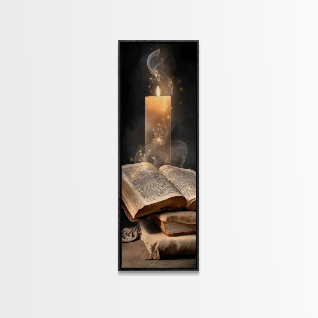 Eternal Book Glow – Framed Canvas Print – Skinny Art – Christian Art Canvas – Christian Wall Art – Vintage Christian Art – Christian Gift I