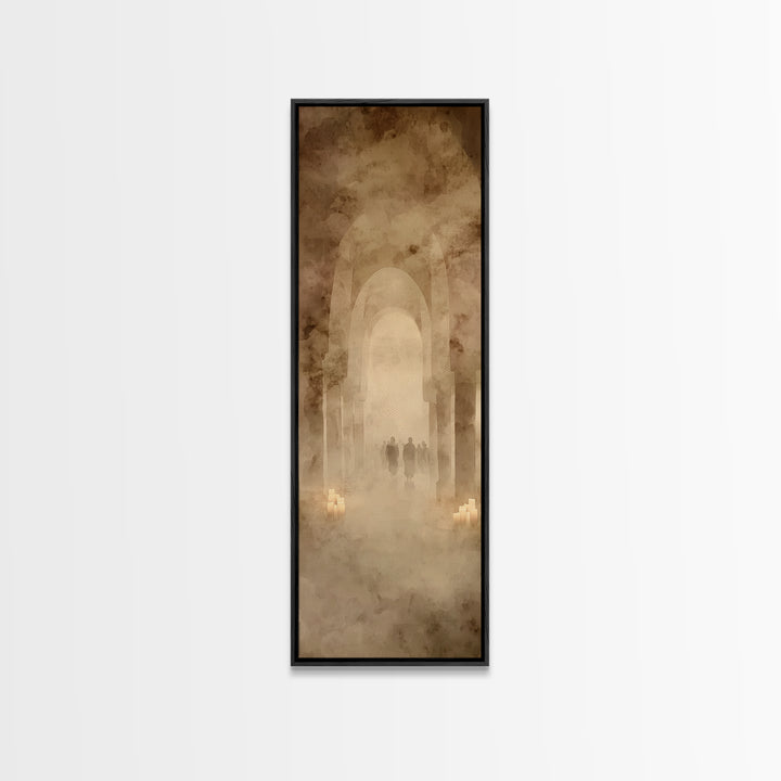 Pilgrims In Halls – Framed Canvas Print – Tall Skinny Art Print – Christian Art Canvas – Christian Wall Art – Vintage Christian Art – Chris