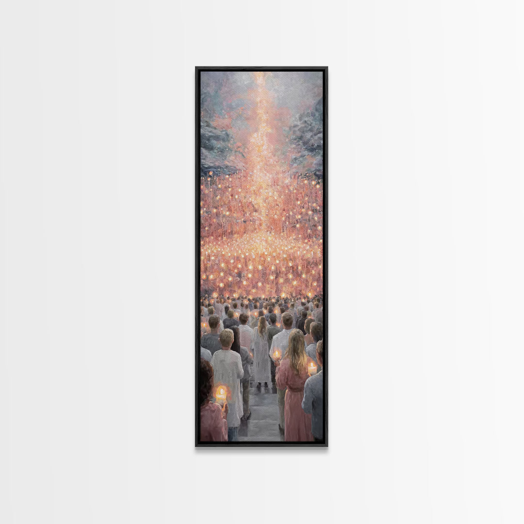 Radiant Ascent | Framed Canvas Print | Christian Art Print | Christian Christmas Art | Modern Christian Art | Tall Narrow Wall Art