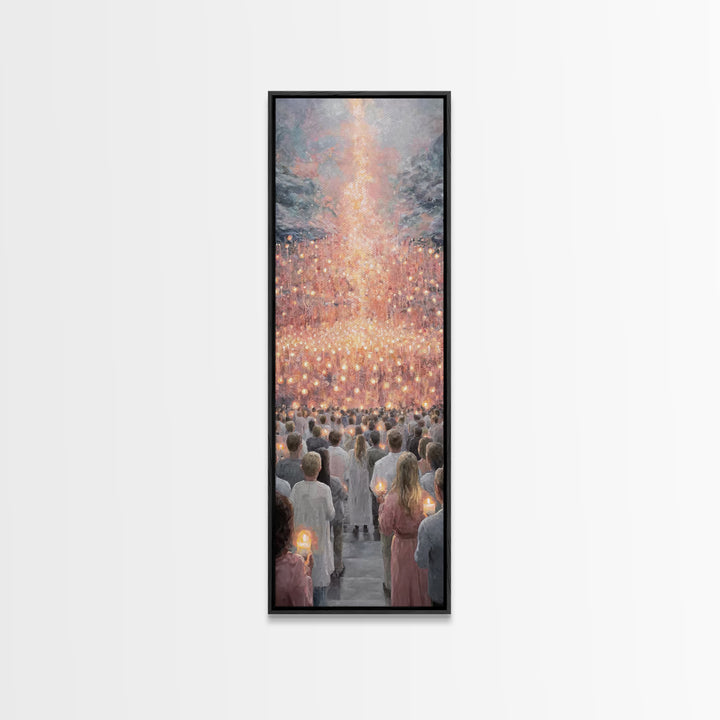 Radiant Ascent | Framed Canvas Print | Christian Art Print | Christian Christmas Art | Modern Christian Art | Tall Narrow Wall Art