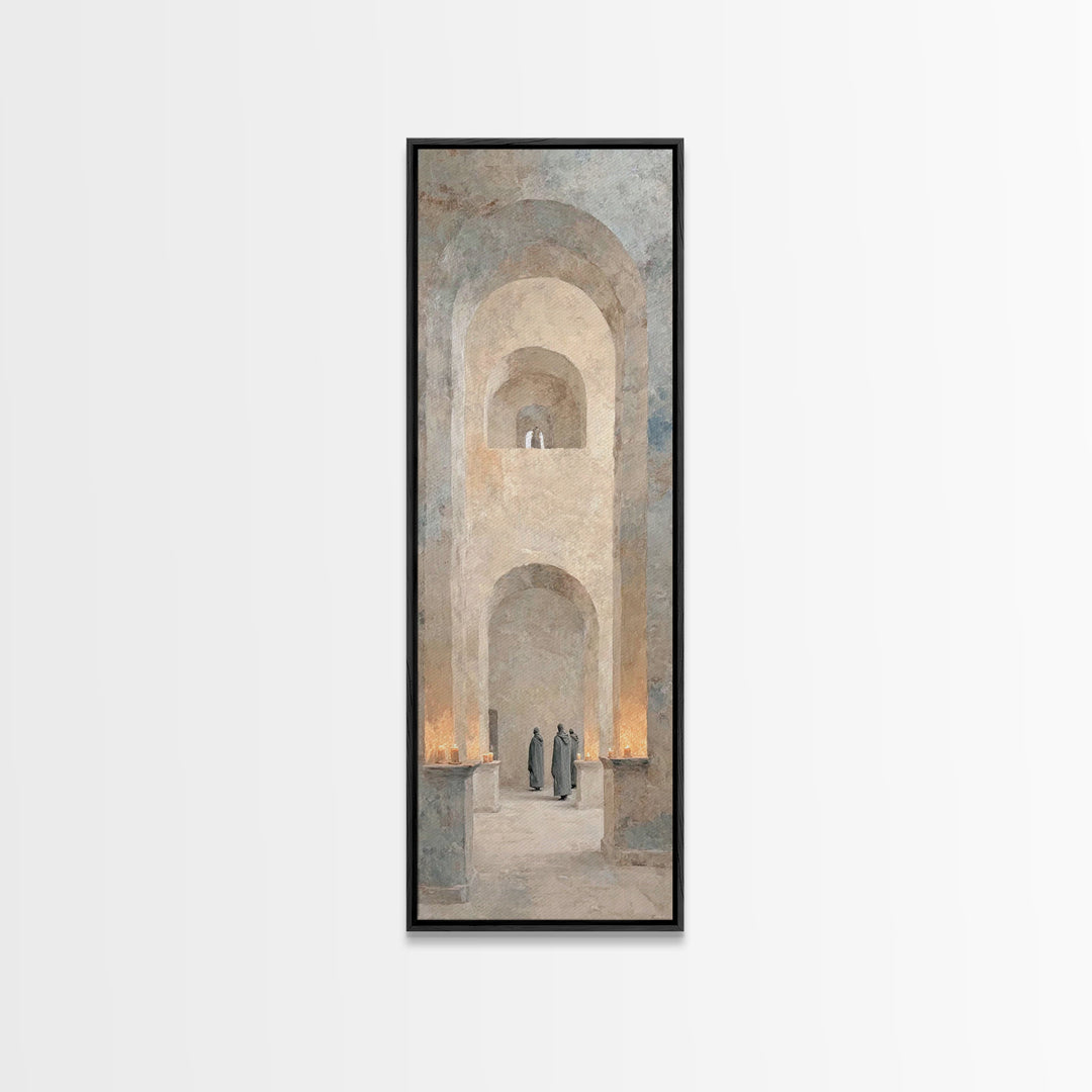 Chapel Candle Procession – Framed Canvas Print – Skinny Art – Christian Wall Art – Christian Art Canvas – Moody Christian Art – Christian G