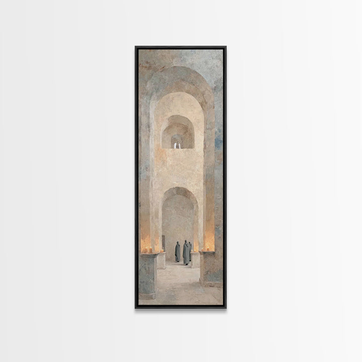 Chapel Candle Procession – Framed Canvas Print – Skinny Art – Christian Wall Art – Christian Art Canvas – Moody Christian Art – Christian G