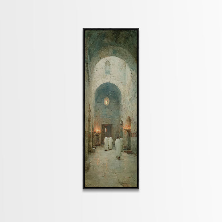 Ancient Chapel Calm – Framed Canvas Print – Narrow Art – Christian Art Print – Subtle Christian Art – Christian Wall Art – Christian Decor