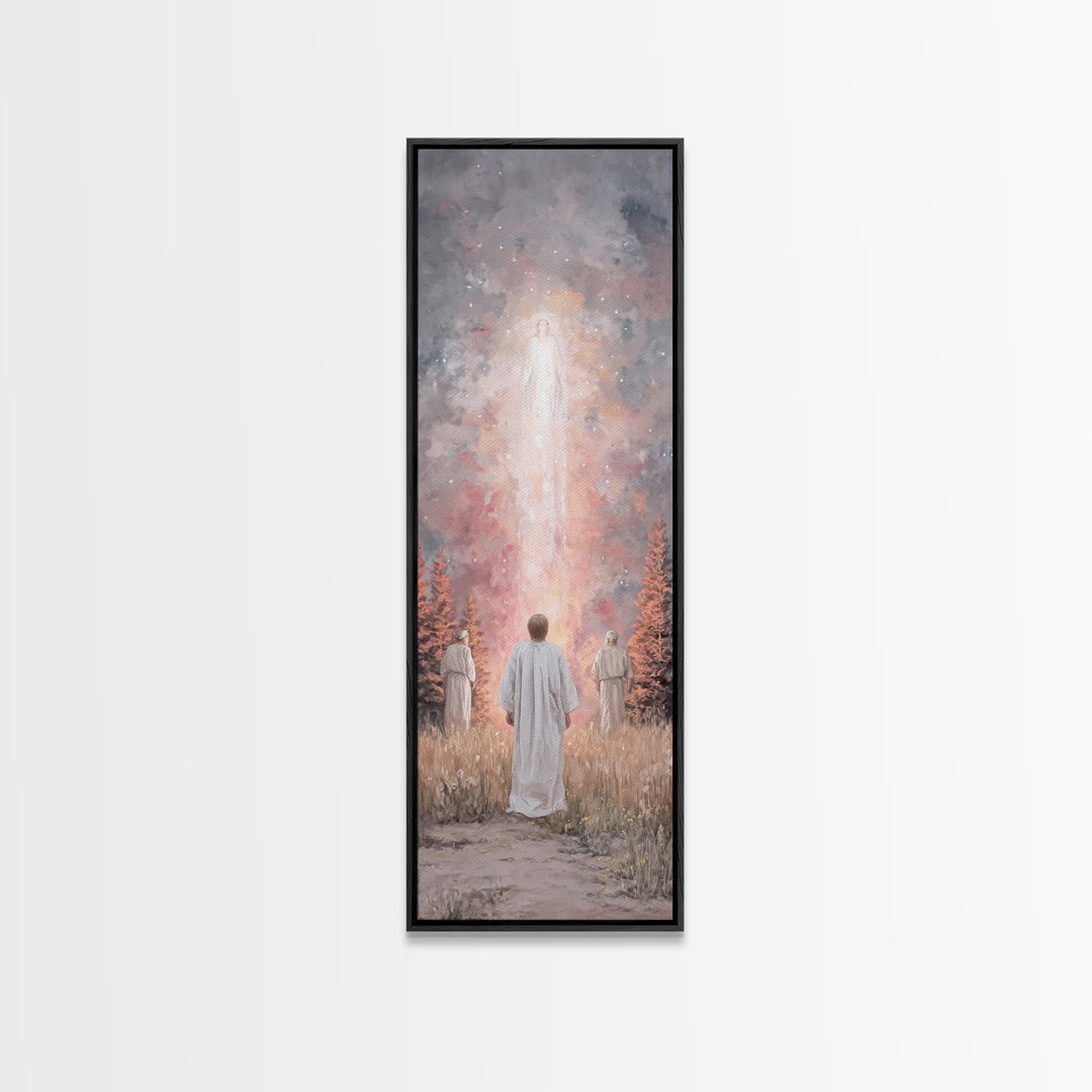 Heavenly Rising Glow – Framed Canvas Print – Tall Skinny Art Print – Christian Wall Art – Christian Art Canvas – Jesus Painting – Christian