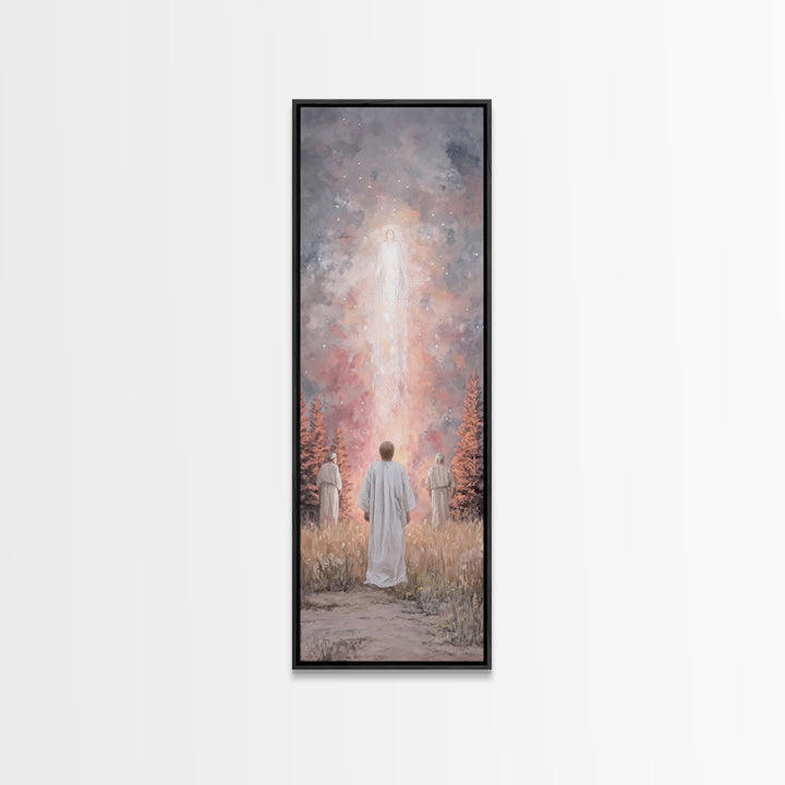 Heavenly Rising Glow – Framed Canvas Print – Tall Skinny Art Print – Christian Wall Art – Christian Art Canvas – Jesus Painting – Christian