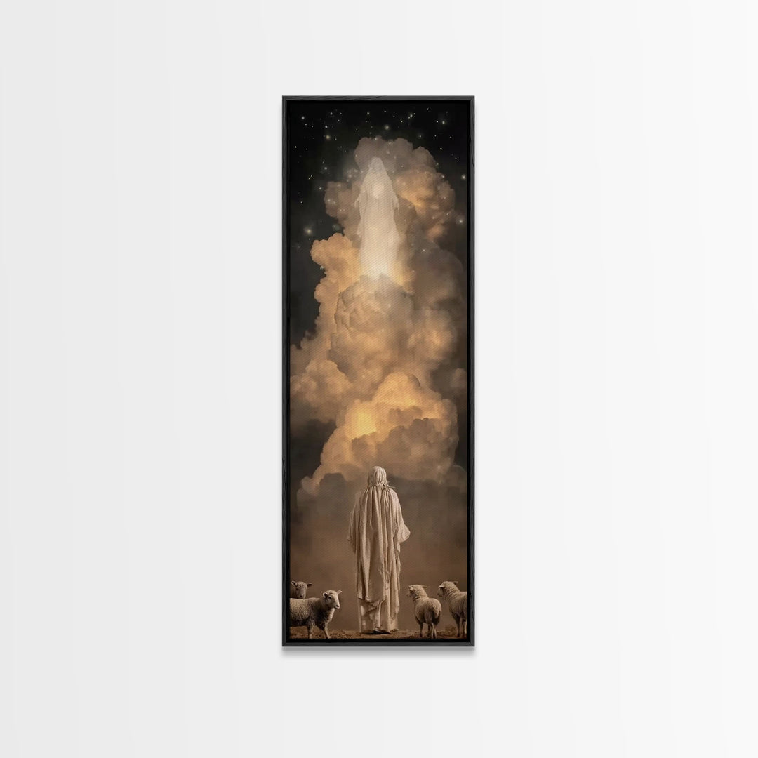 Divine Cloud Vision – Framed Canvas Print – Skinny Art – Christian Art Canvas – Jesus Christmas Art – Christian Wall Art – Christian Christ