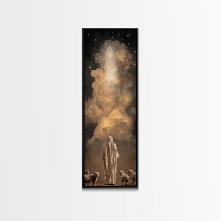 Divine Cloud Vision – Framed Canvas Print – Skinny Art – Christian Art Canvas – Jesus Christmas Art – Christian Wall Art – Christian Christ