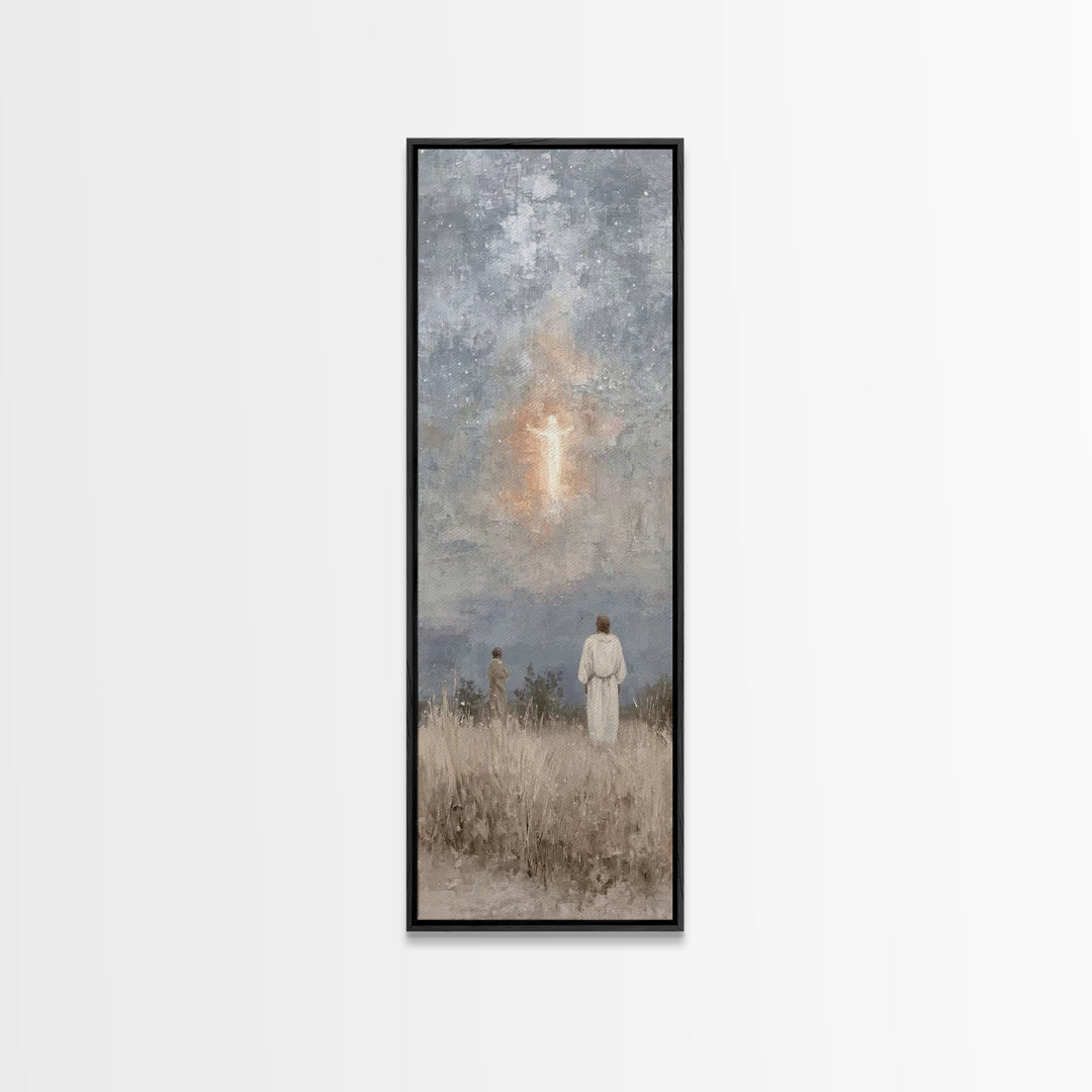 Heavenly Choir Circle – Framed Canvas Print – Narrow Art – Christian Wall Art – Modern Christian Art – Christian Art Canvas – Christmas Art