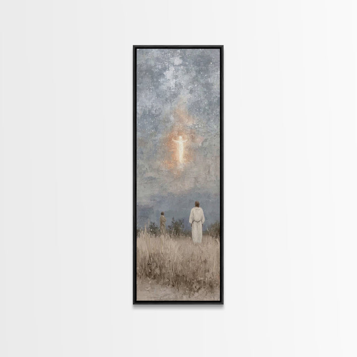 Heavenly Choir Circle – Framed Canvas Print – Narrow Art – Christian Wall Art – Modern Christian Art – Christian Art Canvas – Christmas Art
