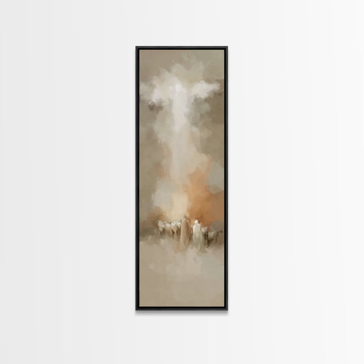 Shepherds Behold Glory – Framed Canvas Print – Tall Skinny Art Print – Christian Painting – Vintage Christian Art – Christian Art Canvas –