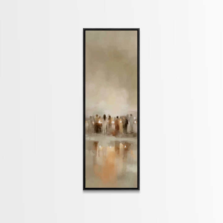 Silent Night Crowd | Framed Canvas Print | Tall Narrow Wall Art | Christian Wall Art | Christian Art Canvas | Christian Christmas Art