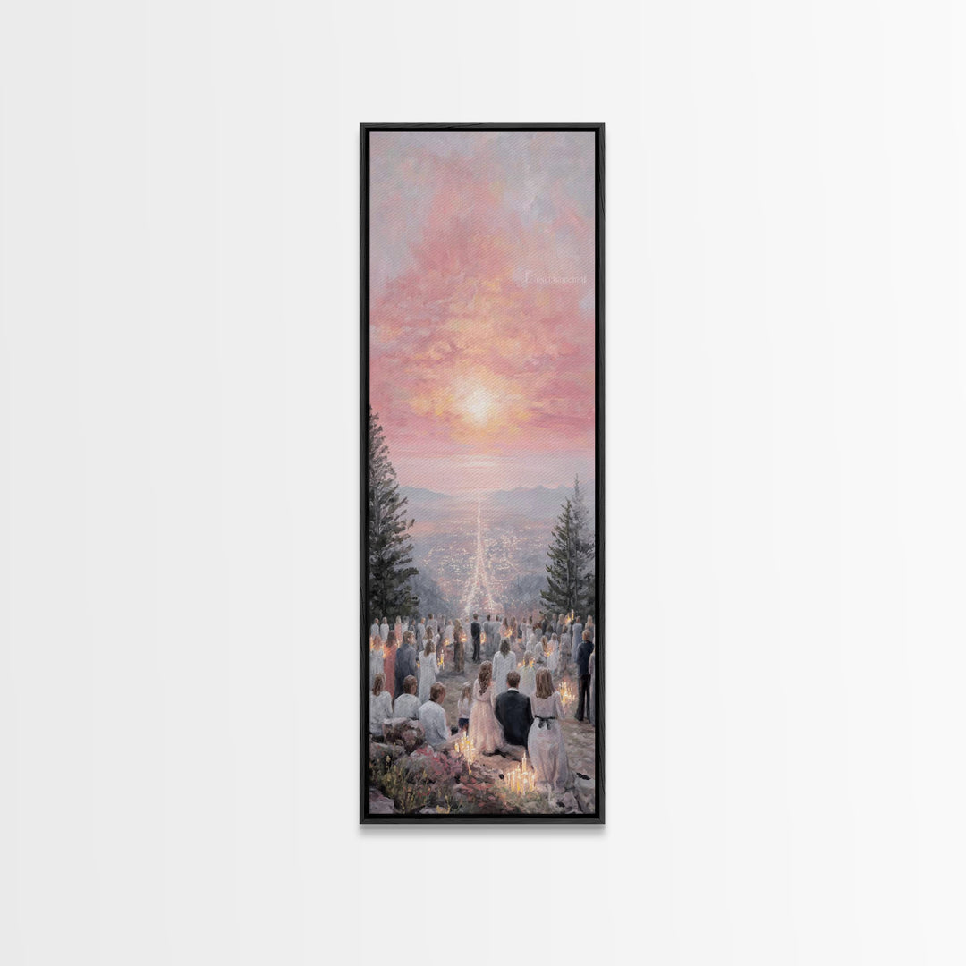 Candlelit Vigil Sky – Framed Canvas Print – Skinny Art – Christian Wall Art – Christian Art Print – Christian Christmas Art – Jesus Art