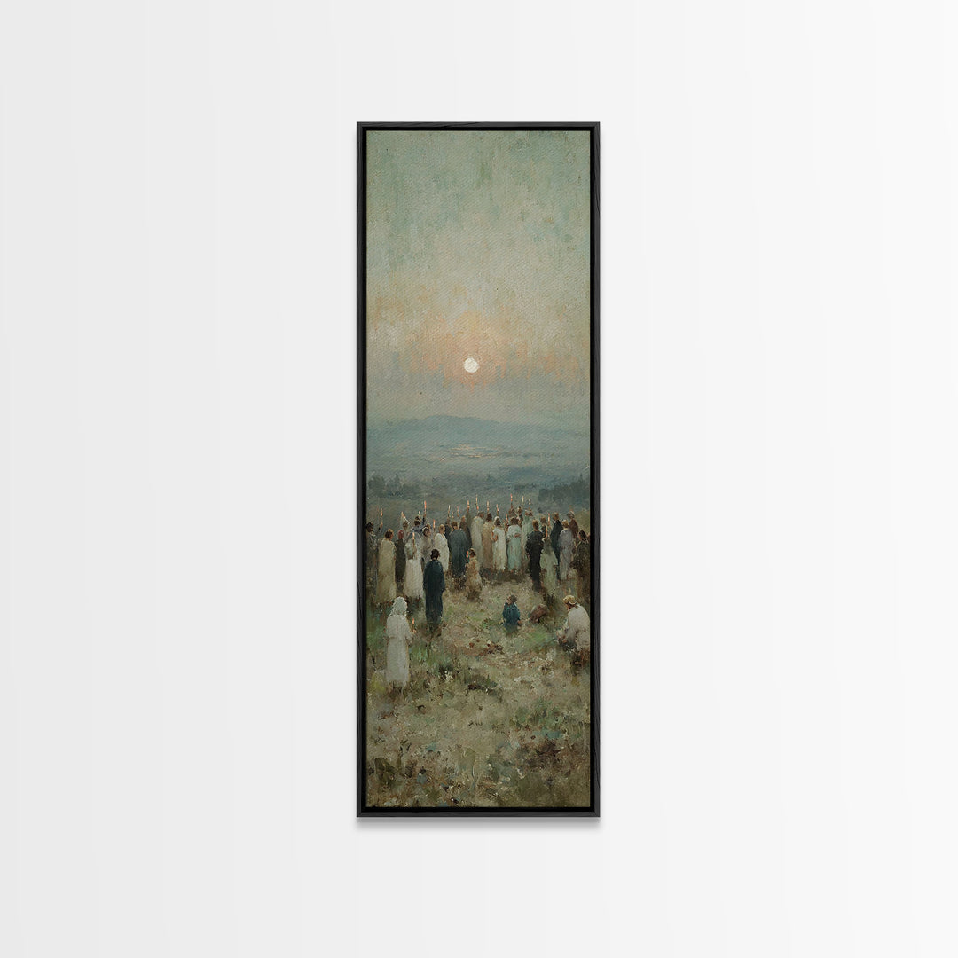 Hopeful Morning Vigil – Framed Canvas Print – Tall Narrow Wall Art – Christian Wall Art – Christian Art Canvas – Christian Christmas Art